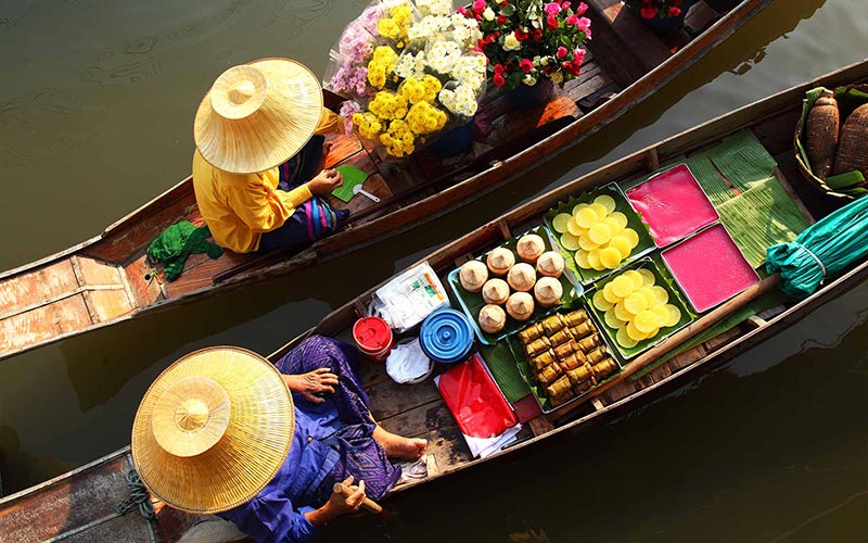 Mercado flotante, Tailandia Vacaciones