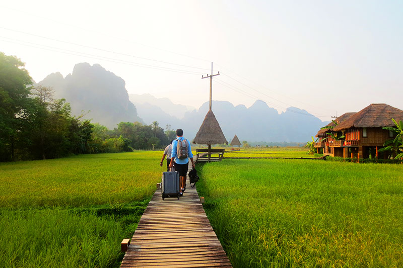 Arrozales en la zona de Vang Vieng Laos Travel