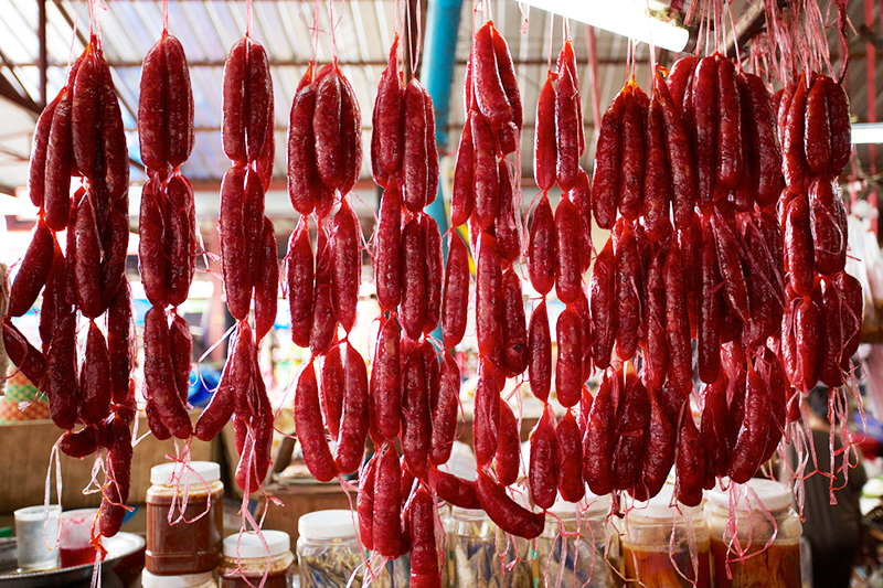 Salsichas do Laos - Férias em Laos