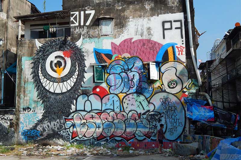 Caminho de arte de rua - Viagem em família Tailândia