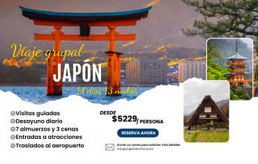 Viaje grupal a Japón por 14 días 13 noches