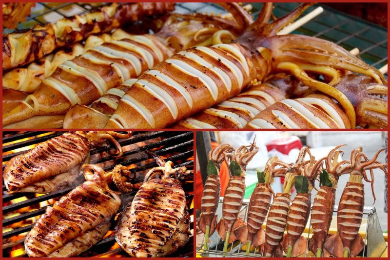 Ang Dtray Meuk (calamares a la parrilla)