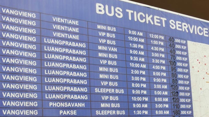 Viajes a Laos, boletos de autobús