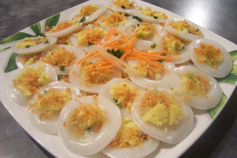 Tortas de arroz con camarones en cubitos Viajar a Hue, Bánh bèo tôm chấy
