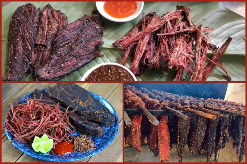 trau_gac_bep Thit Trau Gac Bep (carne de búfalo ahumada) en Ha Giang