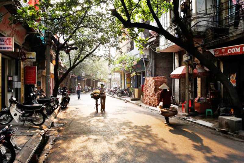 Barrio Antiguo de Hanoi en Vietnam Año Nuevo Lunar