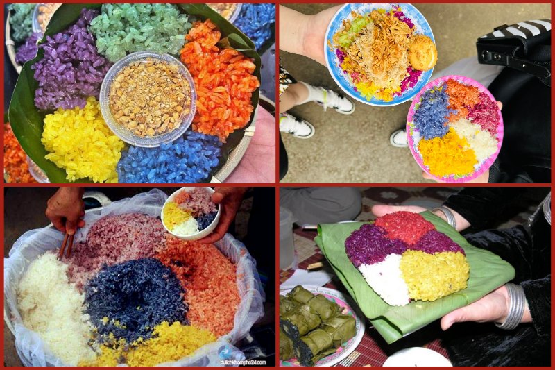 xoi_ngu_sac Arroz pegajoso de cinco colores en Ha Giang