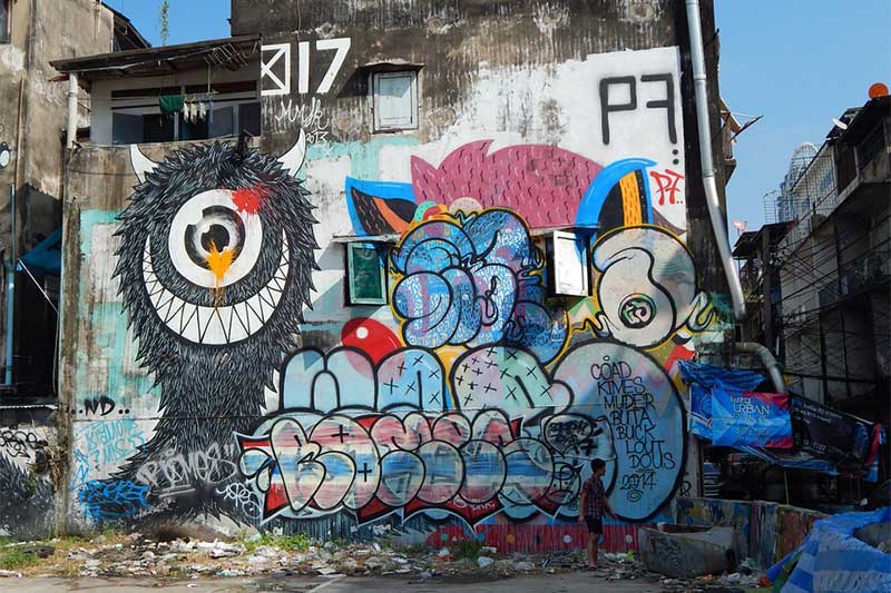Caminho de arte de rua - Banguecoque Caminho de arte de rua - Viagem em família Tailândia