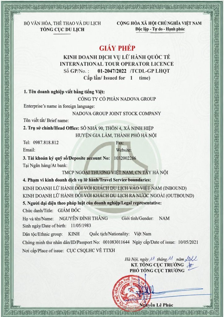 International travel license nadova group