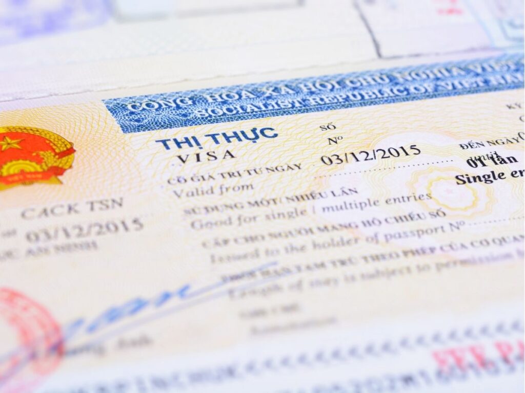 Visado de Vietnam en un pasaporte