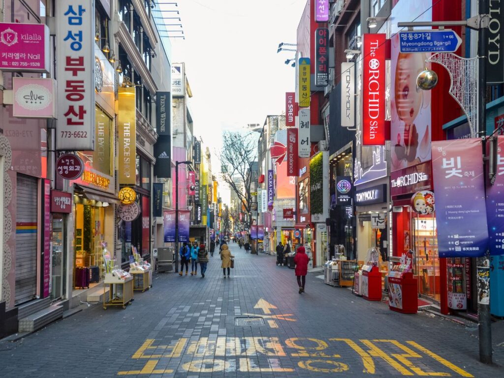 Las calles comerciales de Myeongdong, en el corazón de Seúl